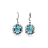 Earrings  - 18-karat Solid White Gold Diamonds Blue Zircon Earrings