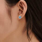 Aquamarine And Diamonds Stud Earrings