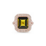 Victory Ring - Natural Triple-A Rated Green Tourmaline Gemstone and Round Brilliants Diamonds