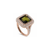 Victory Ring - Natural Triple-A Rated Green Tourmaline Gemstone and Round Brilliants Diamonds