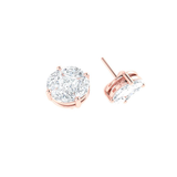 Diamond Stud Earrings - 2.50 Carats Each Ear - RED GOLD ®