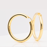 Yellow Gold Hoop Earrings - 14-Karat Solid Yellow Gold Earrings: Pole Hoop Earrings