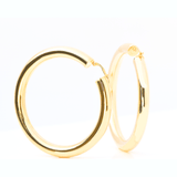 Yellow Gold Hoop Earrings - 14-Karat Solid Yellow Gold Earrings: Pole Hoop Earrings