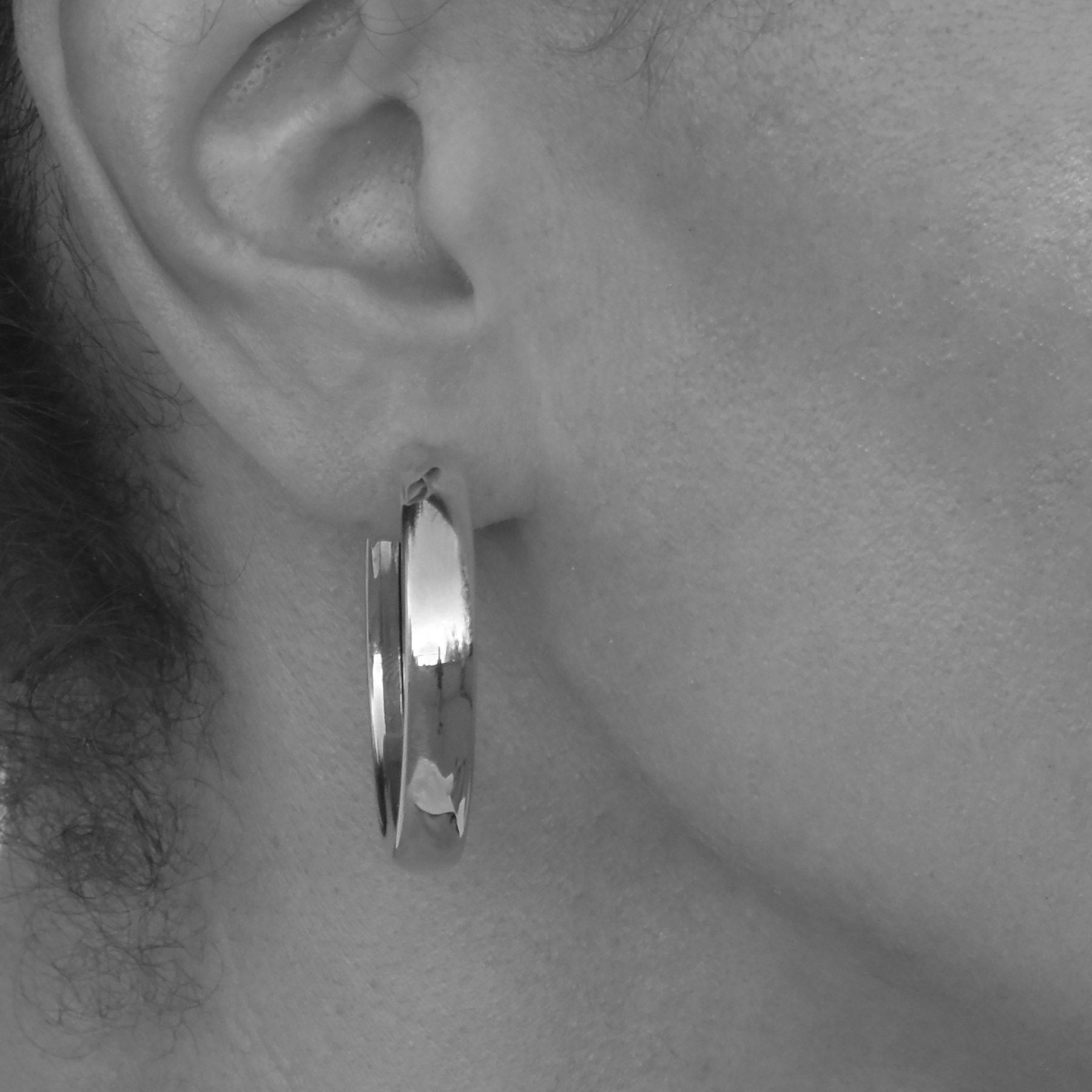 White Gold Hoop Earrings - 14-Karat Solid White Gold Hoop Earrings:  Fly Girl Hoop Earrings