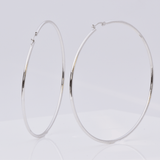 White Gold Hoop Earrings - 14-Karat Solid White Gold Slim Hoop Earrings