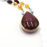 Endearing Passion Necklace - 18 Karat Amber Hue Gold Tourmaline, Aquamarine and Citrine Gemstones Necklace