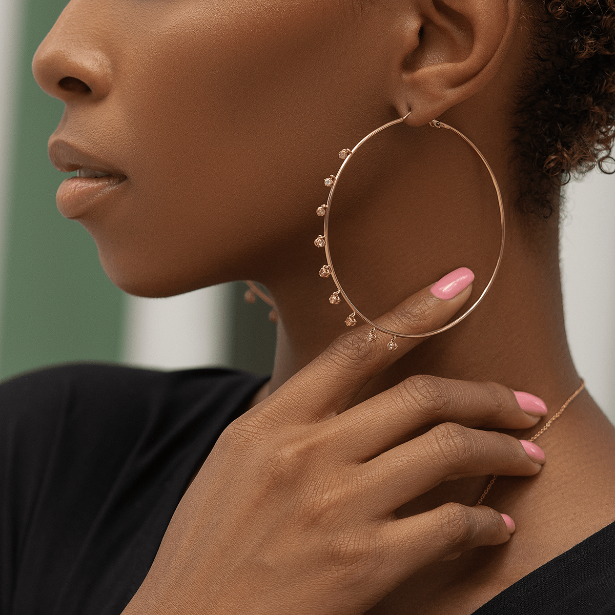 Diamonds and Gold Hoop Earrings - 18-Karat Amber Hue Gold Fancy Diamond Medley Hoop Earrings - Red Gold®