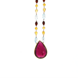 Endearing Passion Necklace - 18 Karat Amber Hue Gold Tourmaline, Aquamarine and Citrine Gemstones Necklace