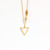 Hollow Tri-Tag 18 Karat Solid  Gold Necklace
