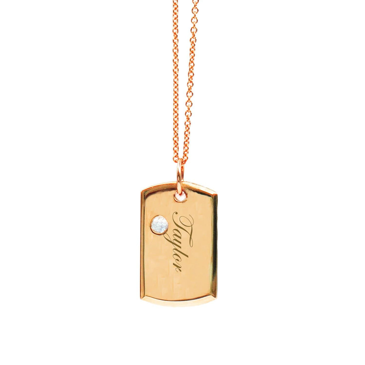 18 Karat Amber Hue Gold Baby Dog Tag with Solitaire Diamond - Chris Aire Fine Jewelry & Timepieces