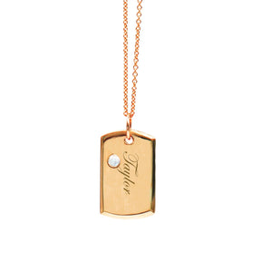 18 Karat Amber Hue Gold Baby Dog Tag with Solitaire Diamond - Chris Aire Fine Jewelry & Timepieces