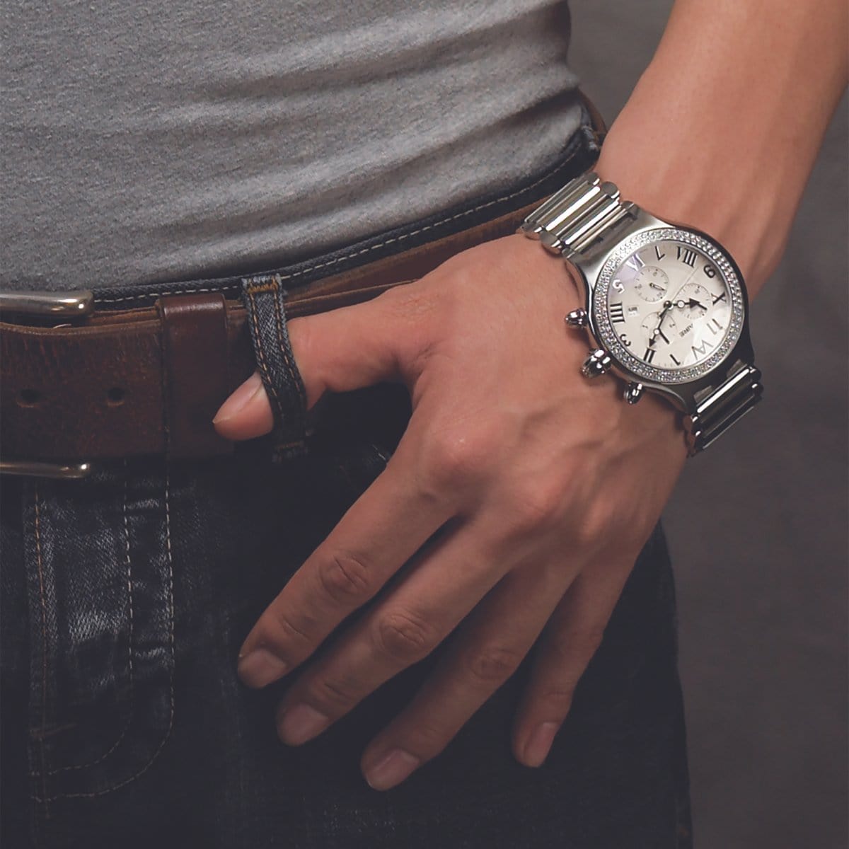 Watch - Aire Parlay Swiss Made Over Sized Chronograph Diamond Watch For Men