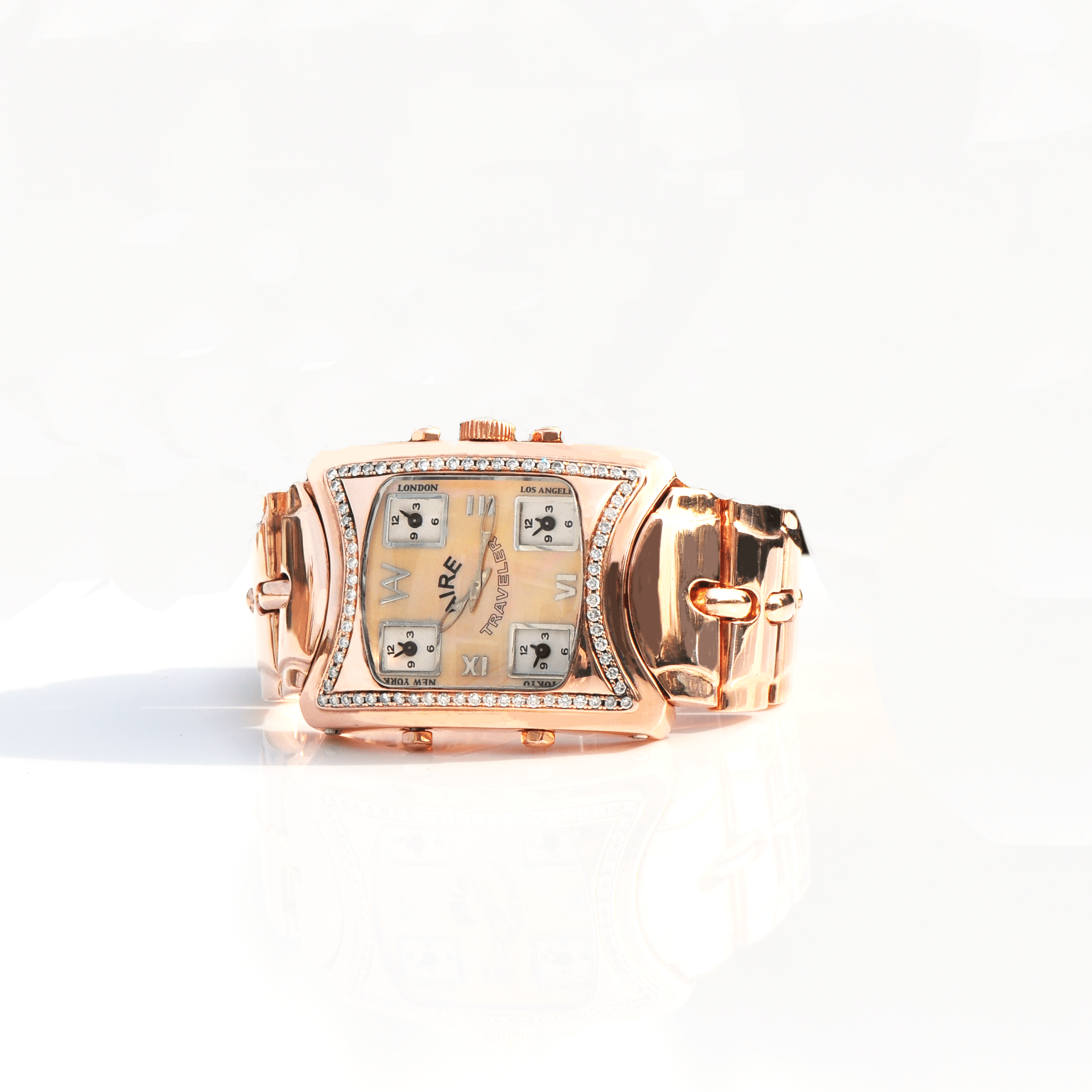 Watch - Aire Traveler 5 Time Zone Swiss Made 18-Karat Solid Gold Watch For Men - RED GOLD®