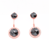 Earrings - Stunning Black and White Diamond Earrings - RED GOLD®