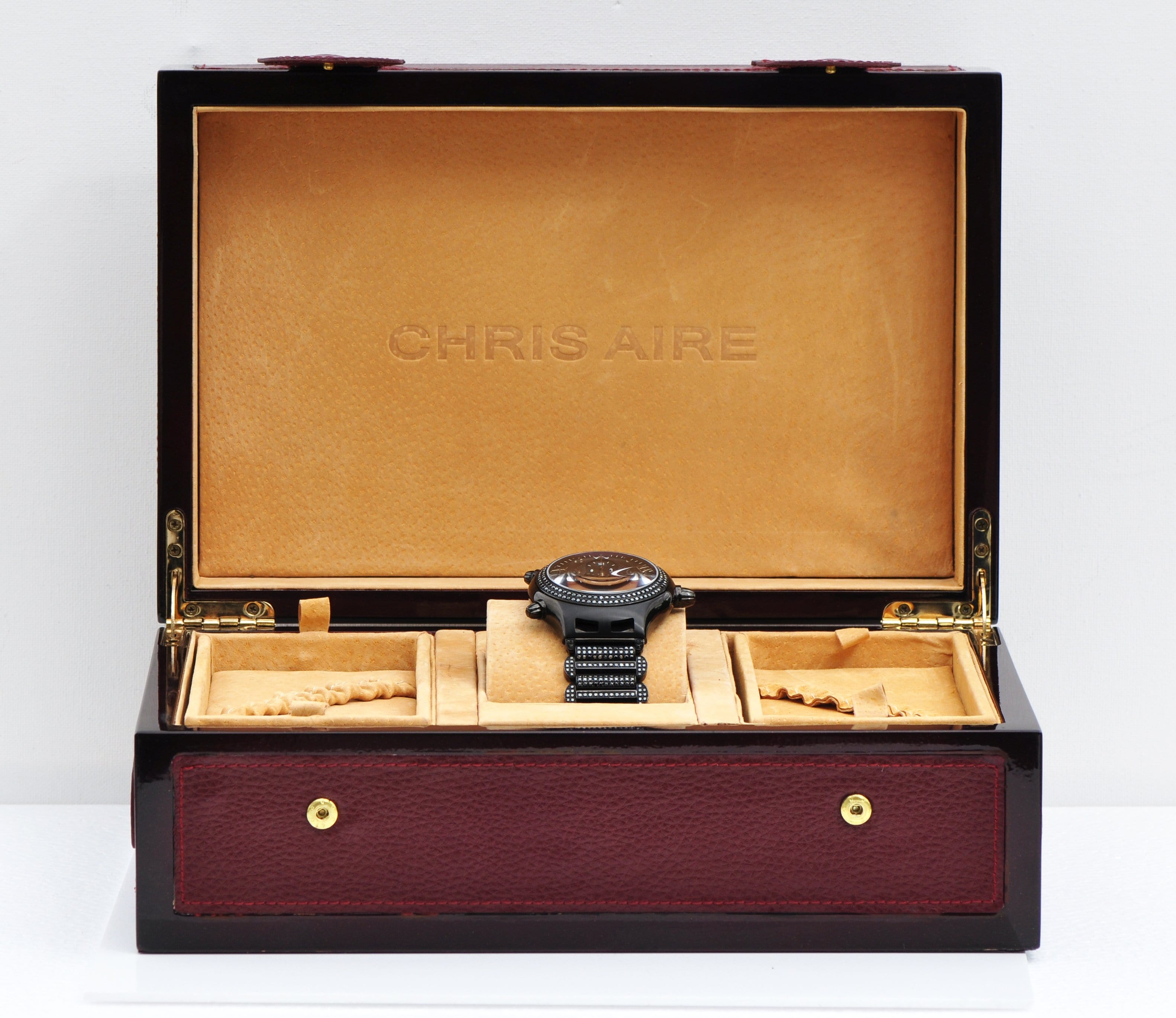 Watch - Aire Parlay Swiss Made Automatic Chronograph Ambidextrous Over-Sized Mens Black Diamond Watch Watch For Men