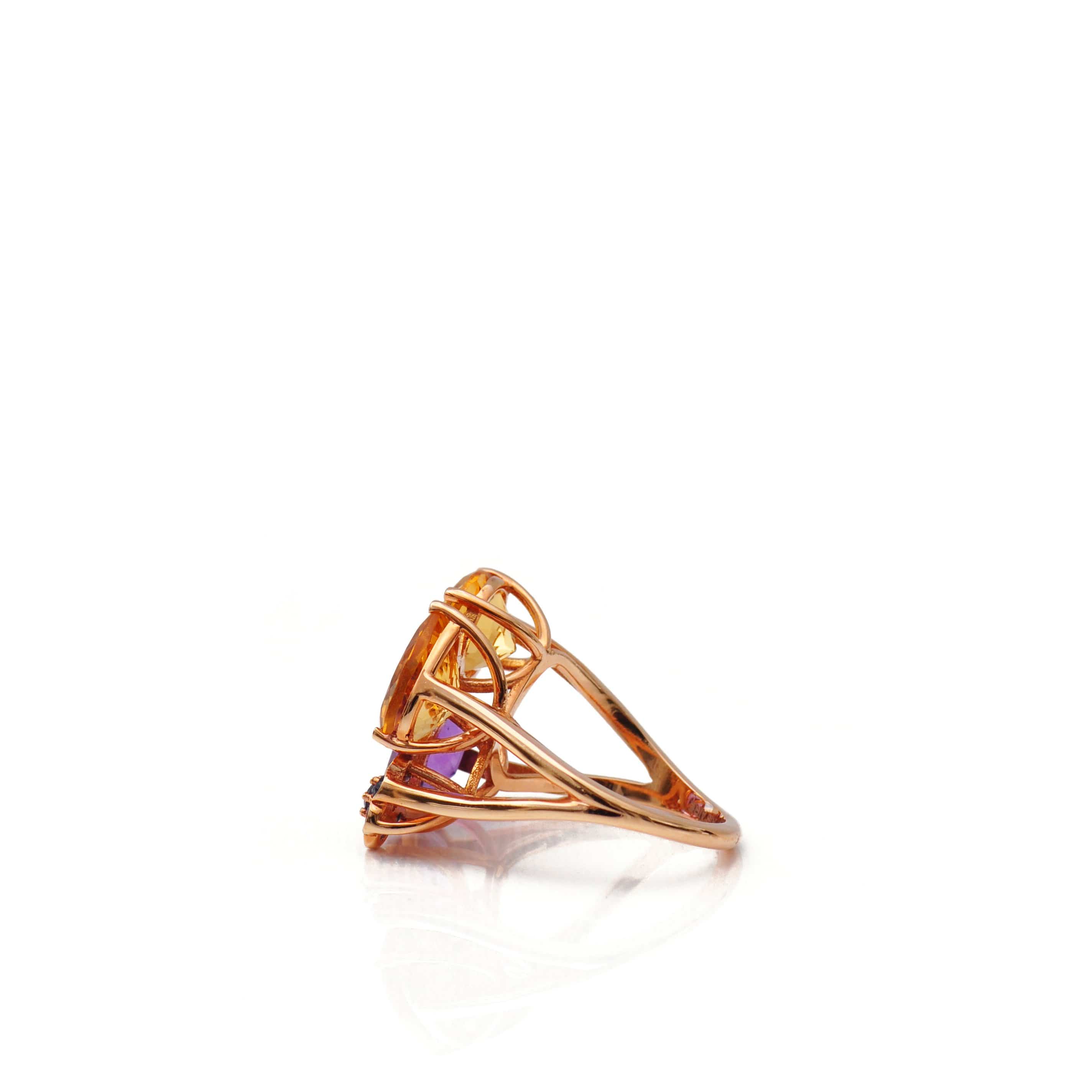 18 Karat Amber Hue Gold Gemstones Ring – Hollywood Royalty Ring - Chris Aire Fine Jewelry & Timepieces