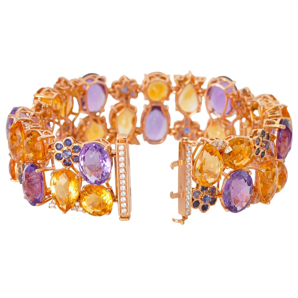 18 KARAT AMBER HUE GOLD MULTI-COLOR GEMSTONES BRACELET - HOLLYWOOD ROYALTY BRACELET - Chris Aire Fine Jewelry & Timepieces
