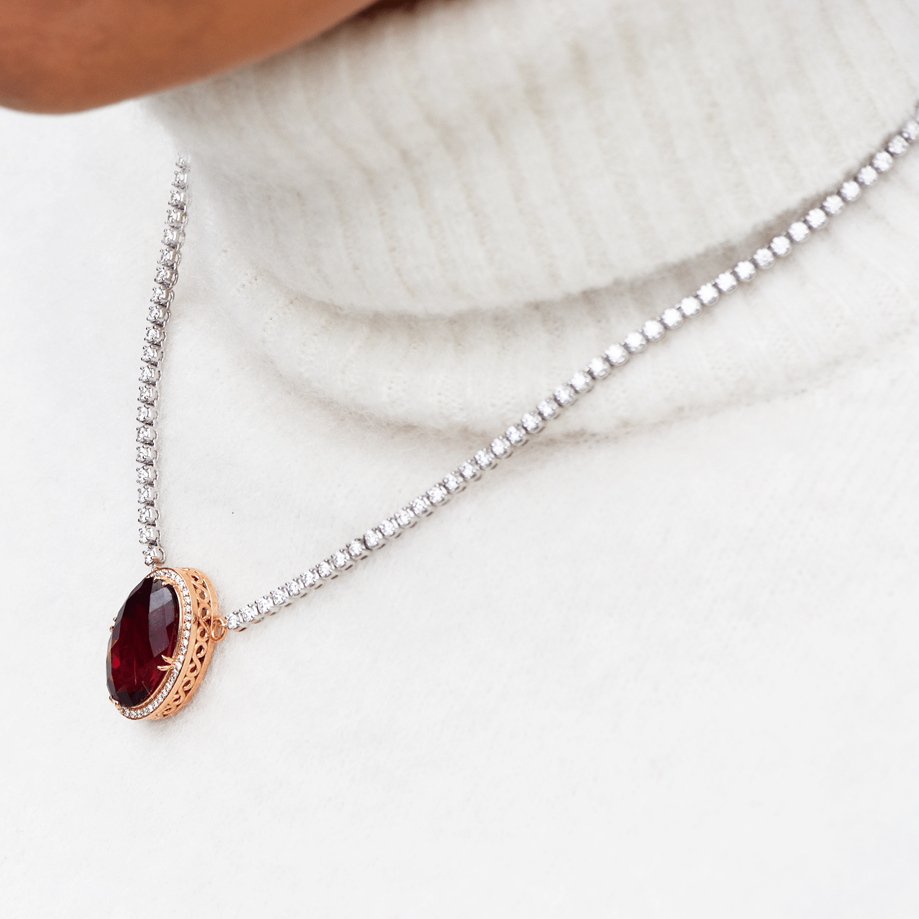 Power Necklace - Diamonds and Rubellite Gemstone
