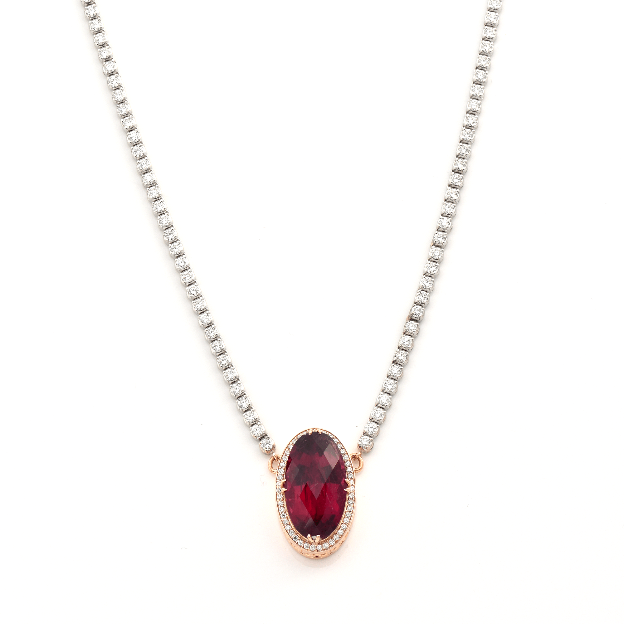 Power Necklace - Diamonds and Rubellite Gemstone