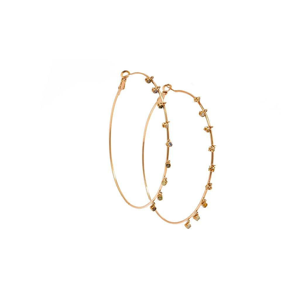 Diamonds and Gold Hoop Earrings - 18-Karat Amber Hue Gold Fancy Diamond Medley Hoop Earrings - Red Gold®