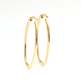 White Gold Hoop Earrings - 14-Karat Solid Yellow Gold Lightweight Oval-Shaped Earrings - Eggs