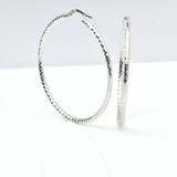 White Gold Hoop Earrings - 14-Karat White Gold, Diamond Cut Lightweight Hoops: Bright Hoops