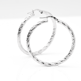 White Gold Hoop Earrings - 14-Karat White Gold, Lightweight Diamond Cut Hoops: Bright Hoops