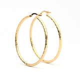 Yellow Gold Hoop Earrings- 14-Karat Solid Yellow Gold Lightweight Hoop Earrings - Gold Leaf Hoop Earrings