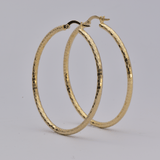 Yellow Gold Hoop Earrings -14-Karat Yellow  Gold, Lightweight diamond Cut Hoops: Bright Hoops