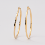 Yellow Gold Hoop Earrings- 14-Karat Solid Yellow Gold Lightweight Hoop Earrings - Gold Leaf Hoop Earrings