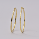 Yellow Gold Hoop Earrings -14-Karat Yellow  Gold, Lightweight diamond Cut Hoops: Bright Hoops
