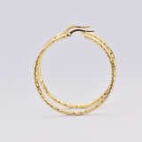 Yellow Gold Hoop Earrings- 14-Karat Solid Yellow Gold Lightweight Hoop Earrings - Gold Leaf Hoop Earrings