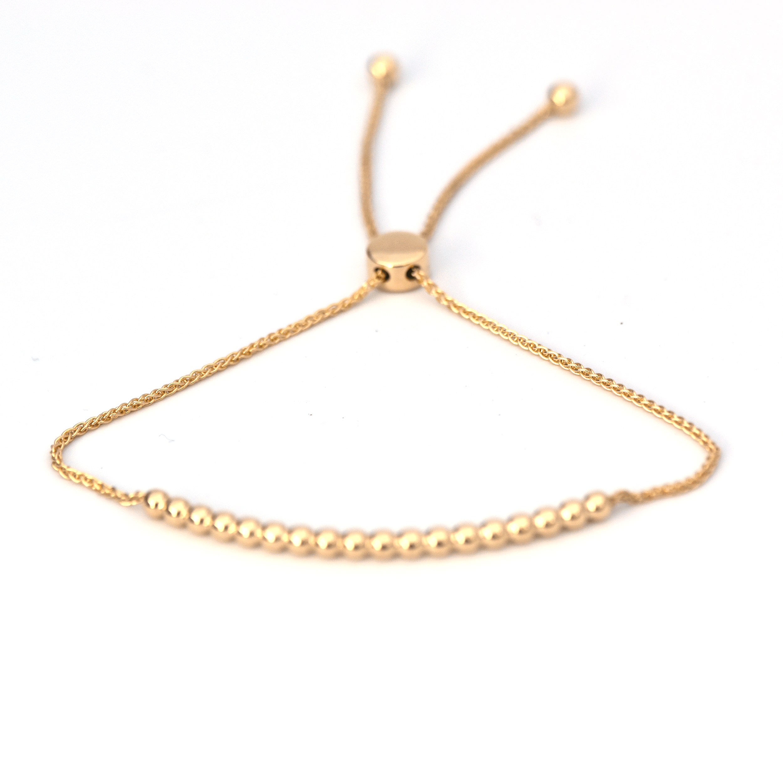 Unisex 14-Karat Solid Yellow Gold Bracelet - Aire Little Beaded Bracelet
