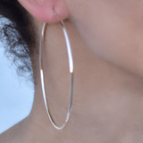 White Gold Hoop Earrings - 14-Karat Solid White Gold Slim Hoop Earrings