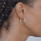 Yellow Gold Hoop Earrings -14-Karat Yellow  Gold, Lightweight diamond Cut Hoops: Bright Hoops