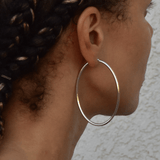 White Gold Earrings - 14-Karat Solid White Gold Lightweight Oval-Shaped Earrings - Eggs