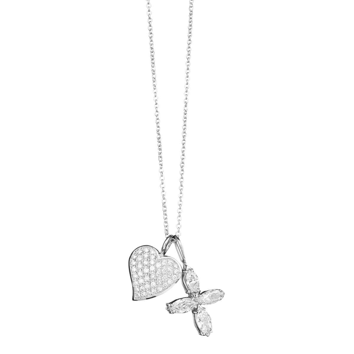 Diamond Heart and Cross Charm Necklace - Chris Aire Fine Jewelry & Timepieces