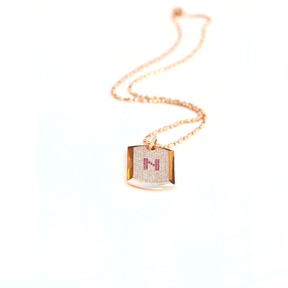 Diamonds and Gold Tog Tag - 18-Karat Amber Hue Gold Full Diamond Custom Dog Tag with Rubies - Red Gold ®