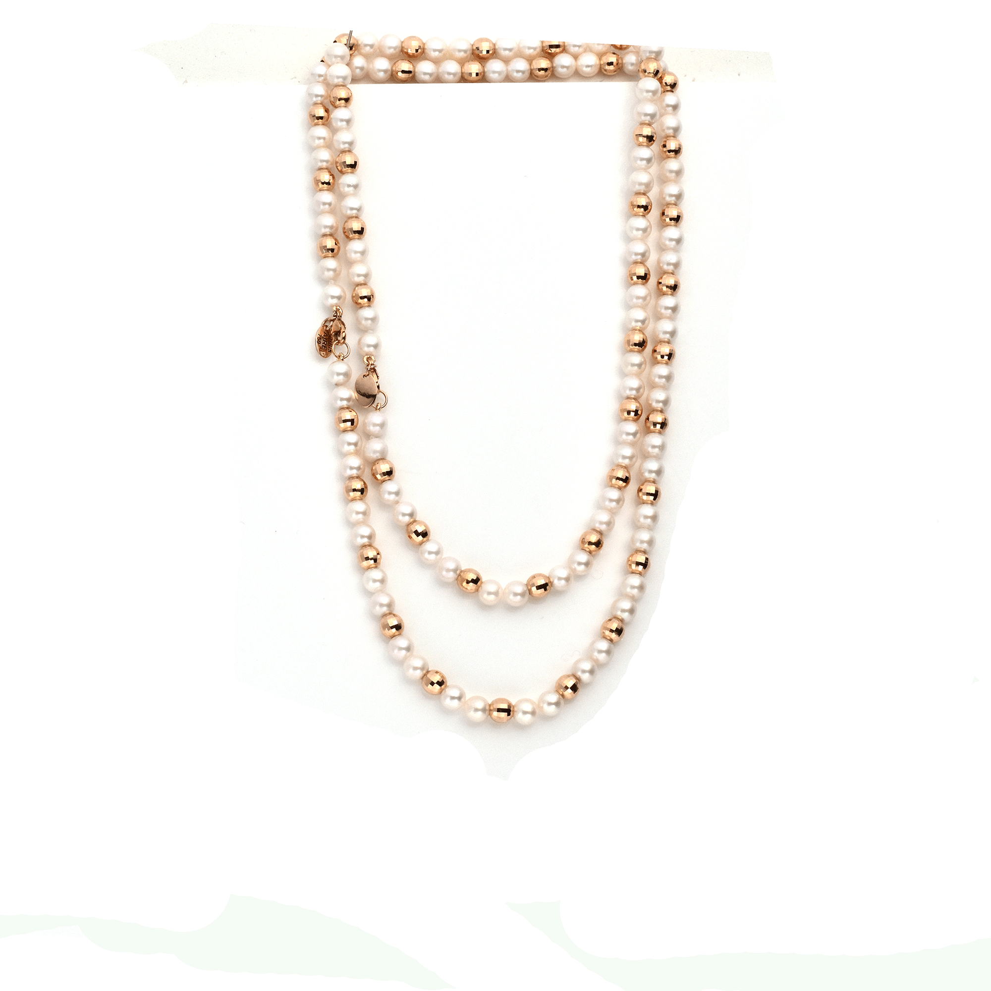 Pearlngold- Cultured Pearls and Gold Beads Necklace
