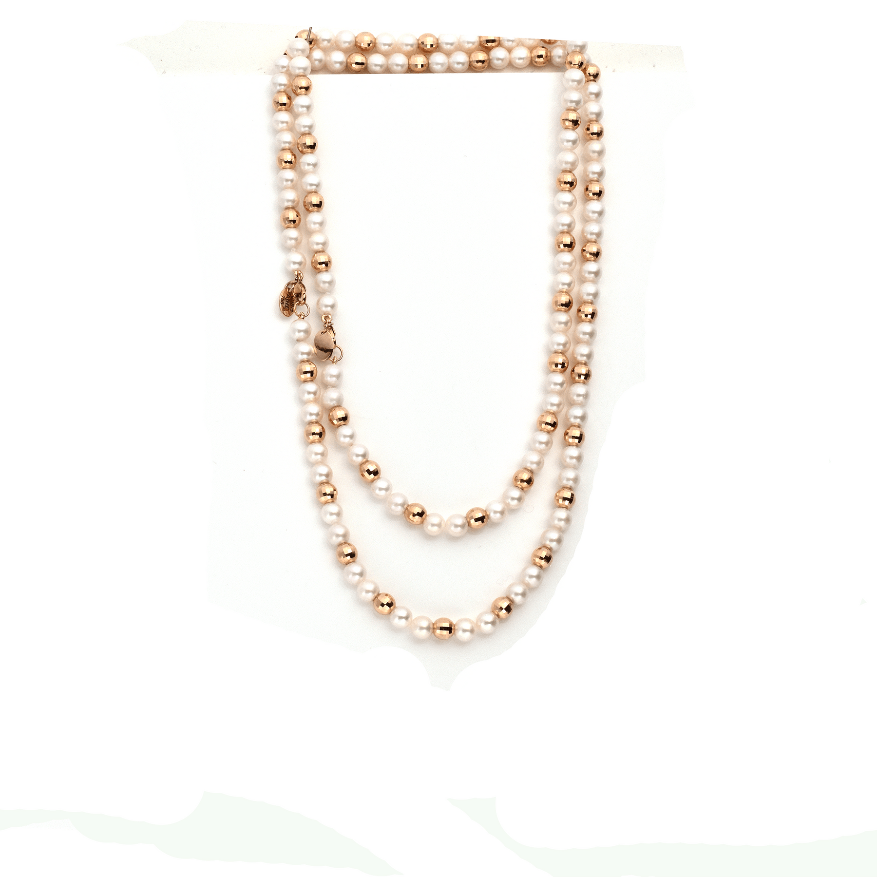 Pearlngold- Cultured Pearls and Gold Beads Necklace