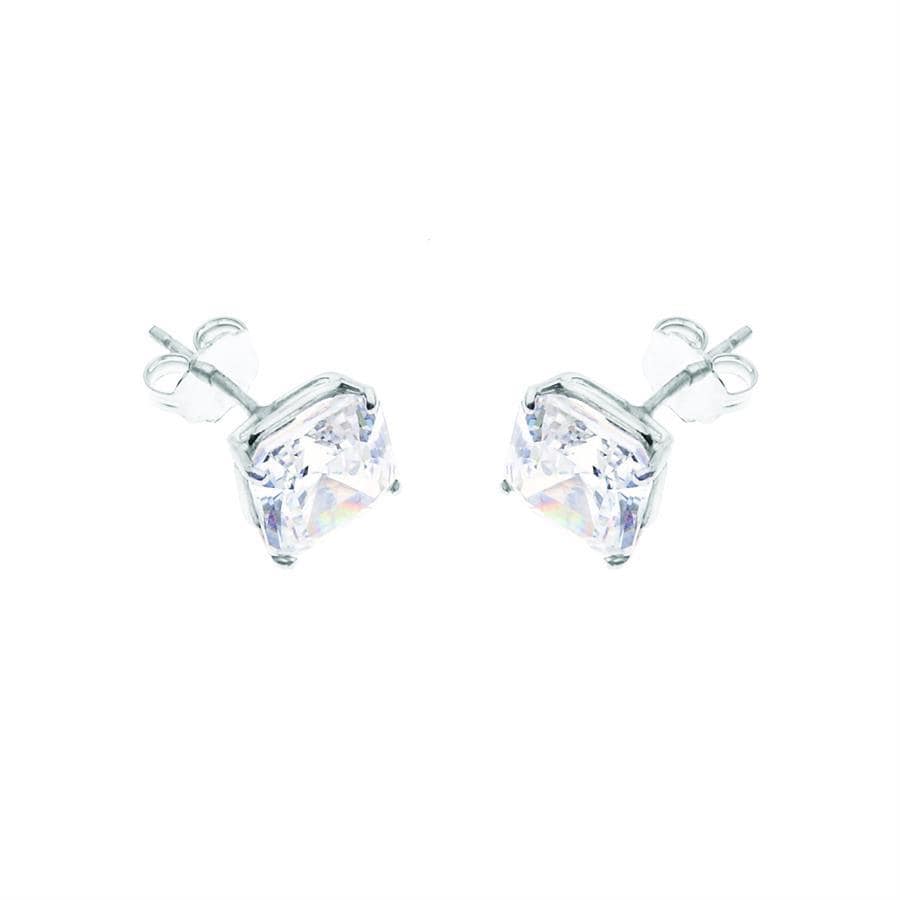 Princess Cut - 18K White Gold Diamond Studs