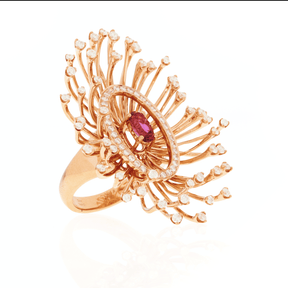 Salute to the Sun Ring - 18 Karat Amber Hue Gold  Diamond Ring