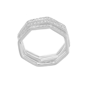 Rings - Dainty 18-Karat White Gold With Diamonds Stackable  Rings
