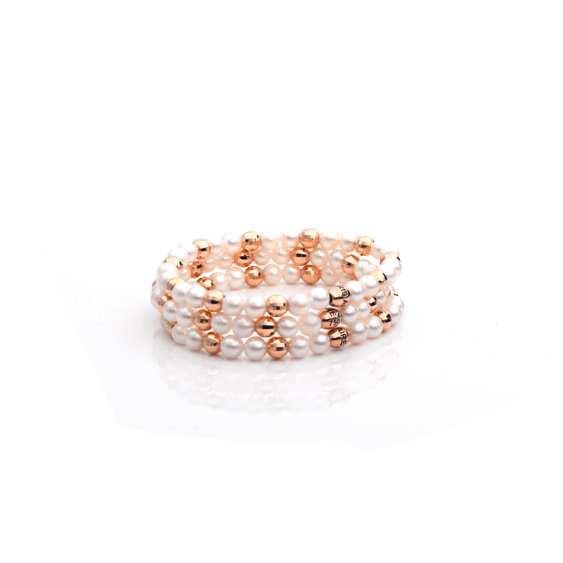 Pearlngold Bracelets- 18-Karat  Solid Amber Hue Gold & Pearl Beaded Bracelet