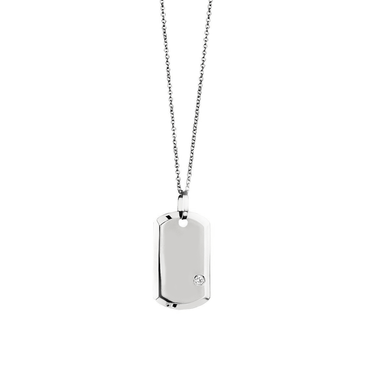 White gold dog tags with diamonds Clearance