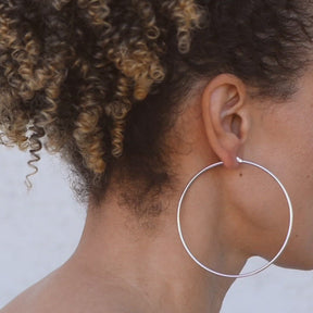 White Gold Hoop Earrings - 14-Karat Solid White Gold Slim Hoop Earrings
