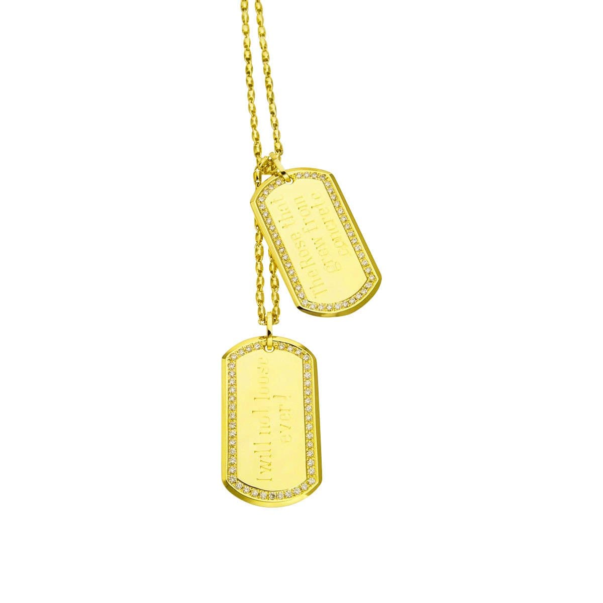 Military Dog Tags in 18-Karat Solid Yellow Gold With Diamonds