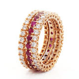 Wedding Band - 18-Karat Solid Gold, Diamonds & Ruby Eternity Band - RED GOLD®