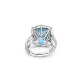 Ring - 18-Karat White Gold Diamond and Blue Zircon For Women