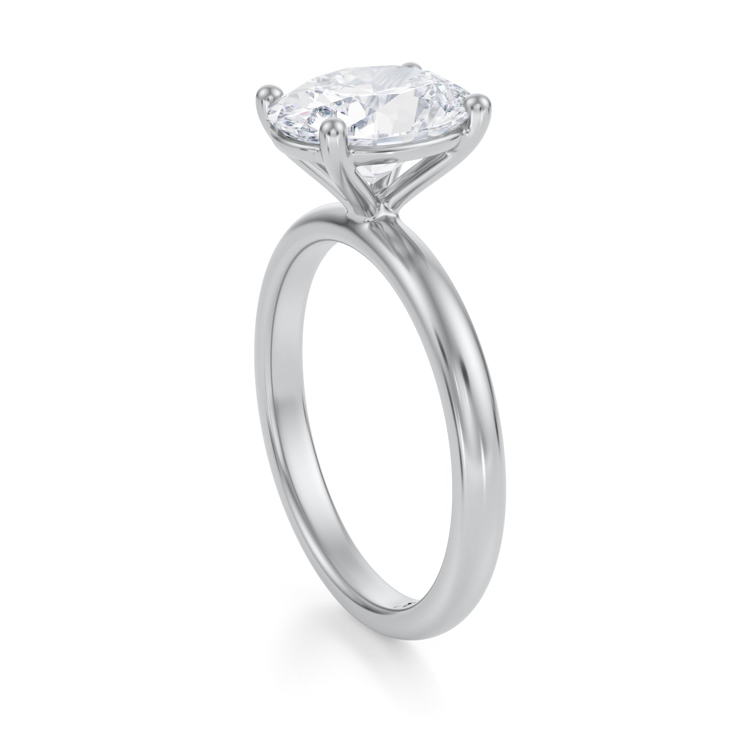 Three-Carat Oval Brilliant Diamond Solitaire Engagement Ring